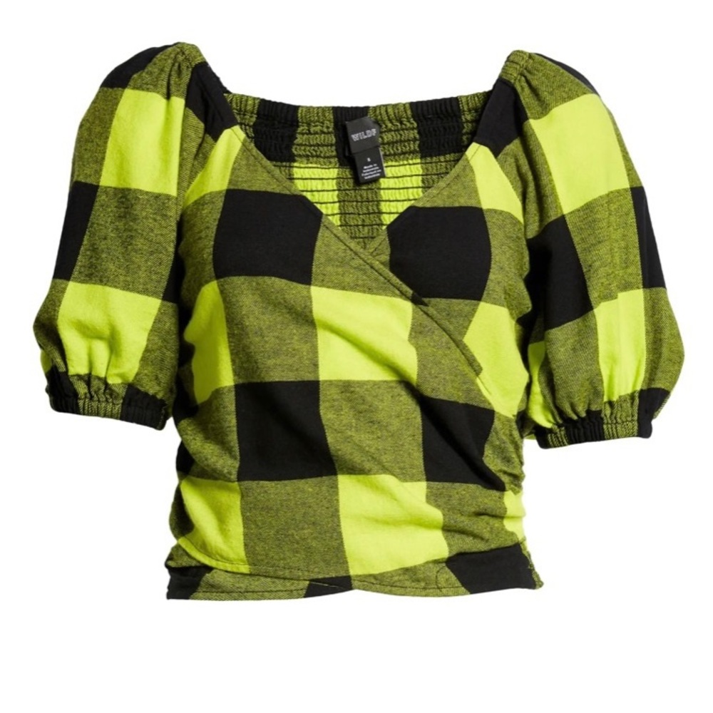 BP. Skater Smocked Back Wrapped Surplice Top - Picture 3 of 14